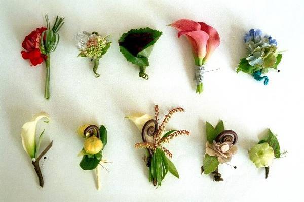 A vivid array of our boutonnieres.