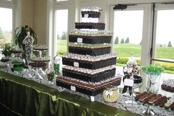 Cupcake and candy buffet designed by owner, Jennifer Shea