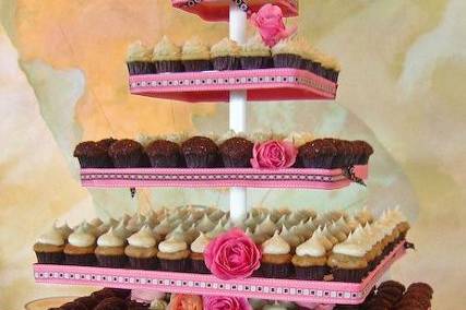 Pink and Brown mini cupcake tower