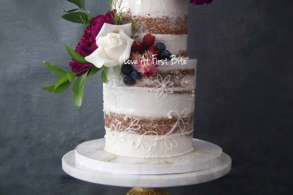 Textured semi naked cake