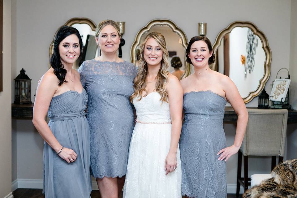 The bride with her bridesmaids