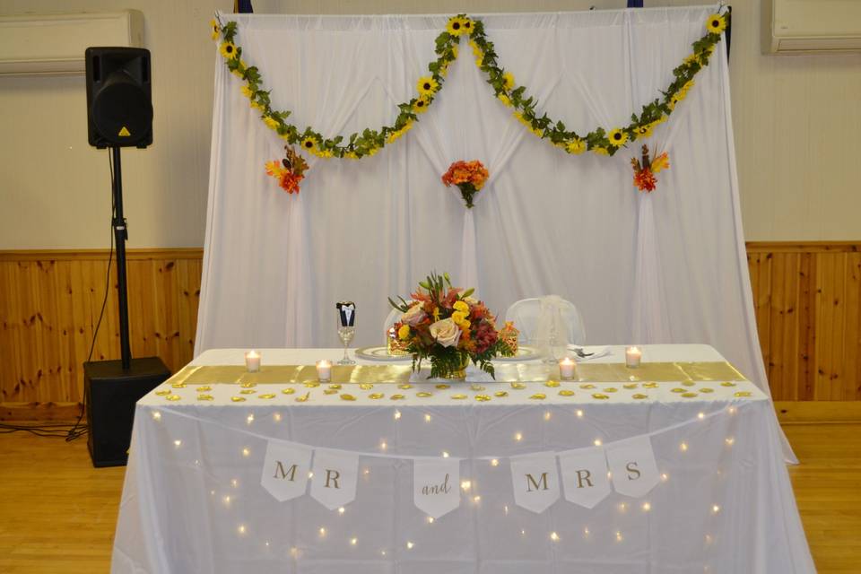 Bride and groom table