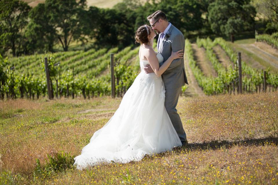 Couple in vineyards