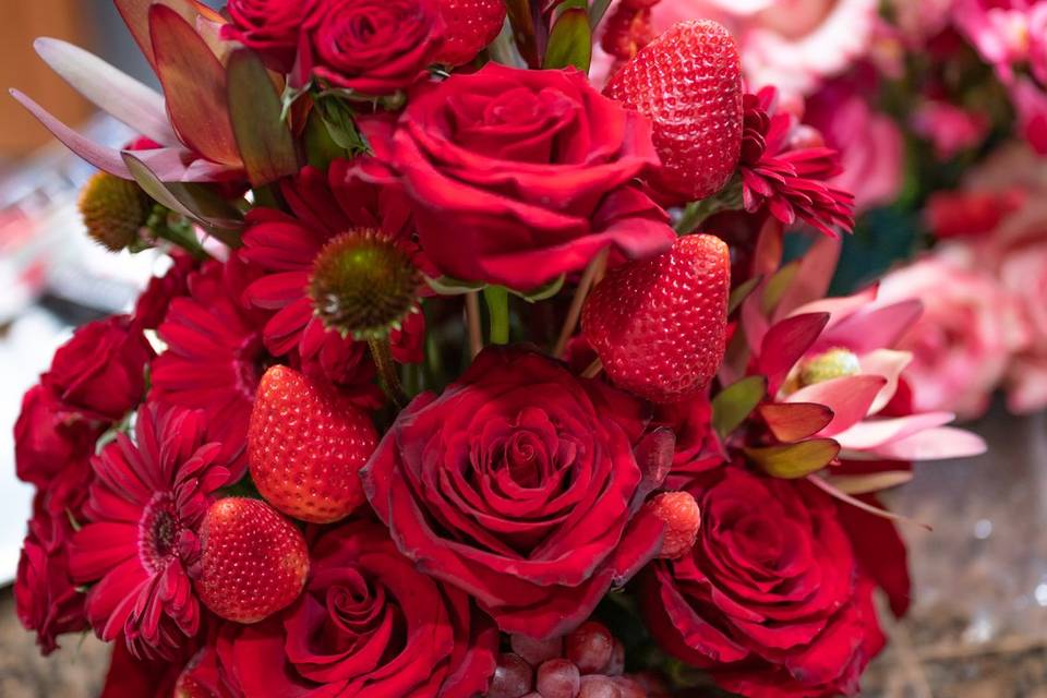 Centerpiece with red hues