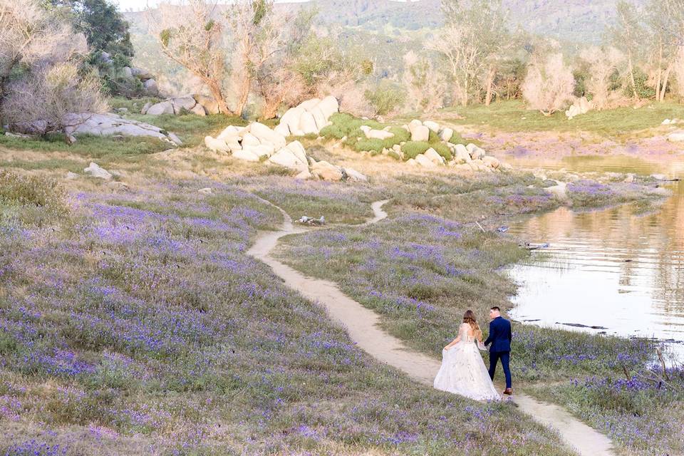 Wedding in a flower field