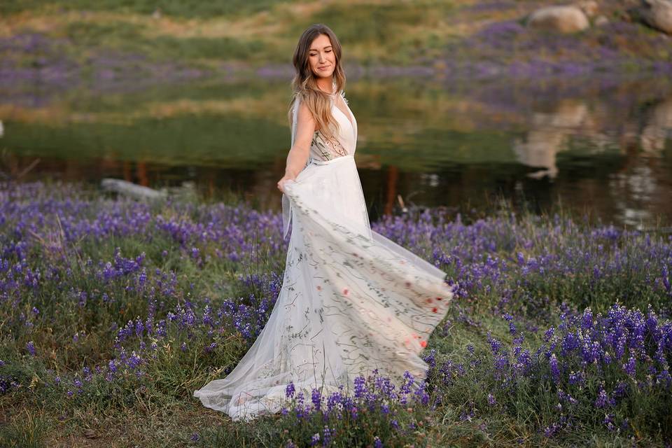 Wedding in a flower field