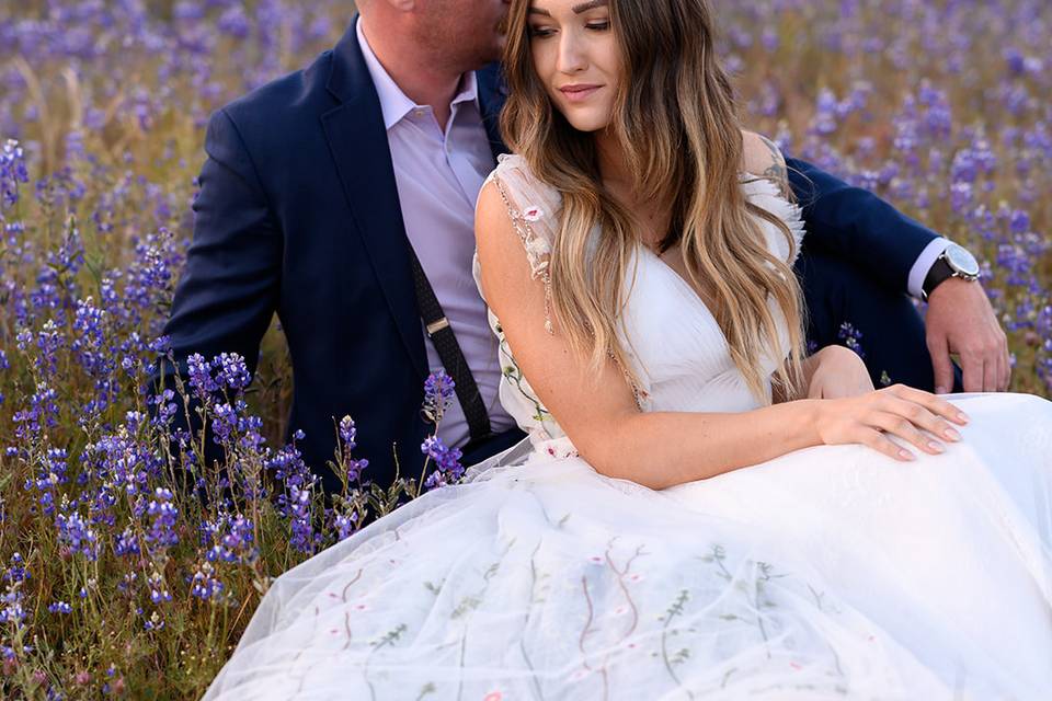 Wedding in a flower field