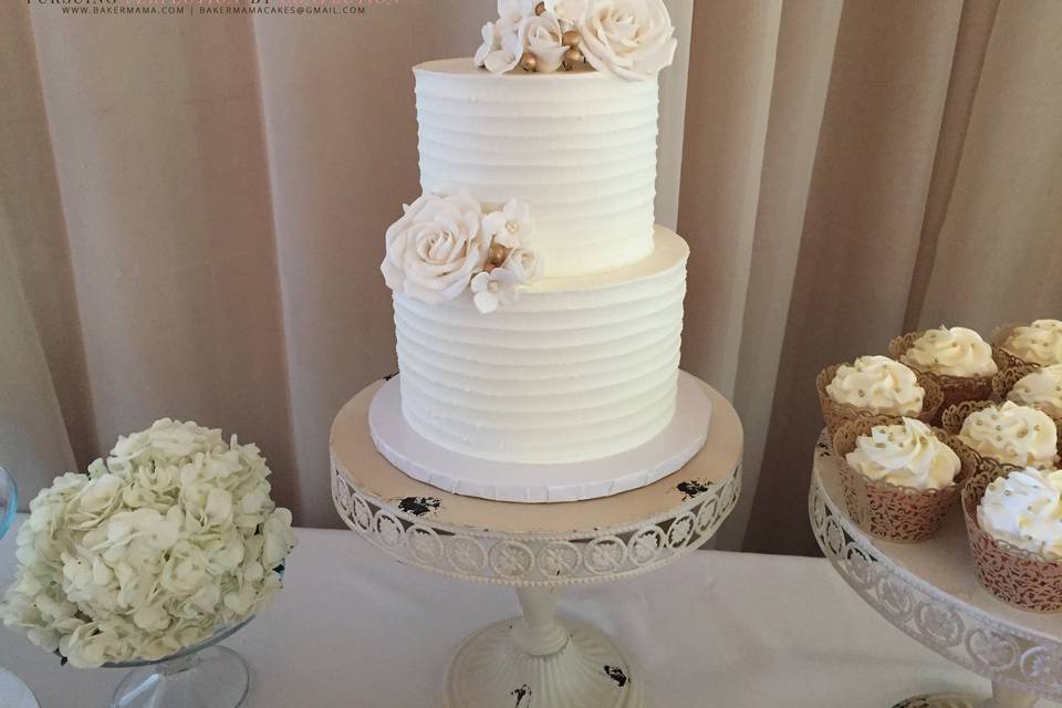 Swiss meringue buttercream with handmade gum paste flowers