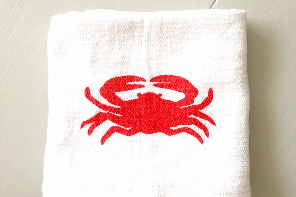 Red crab kitchen towel