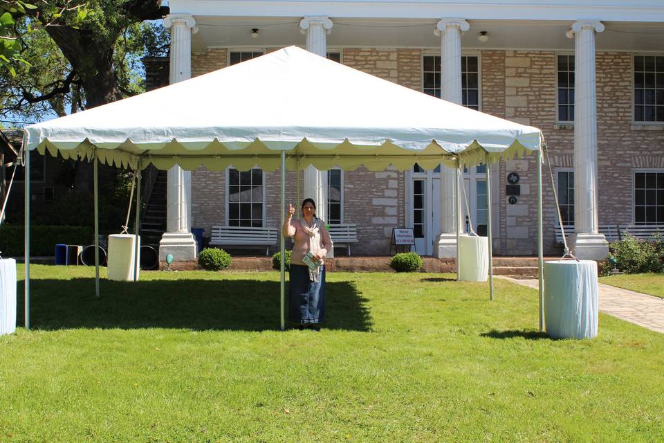 Setting up at the Charles Johnson House 20x20 Tent