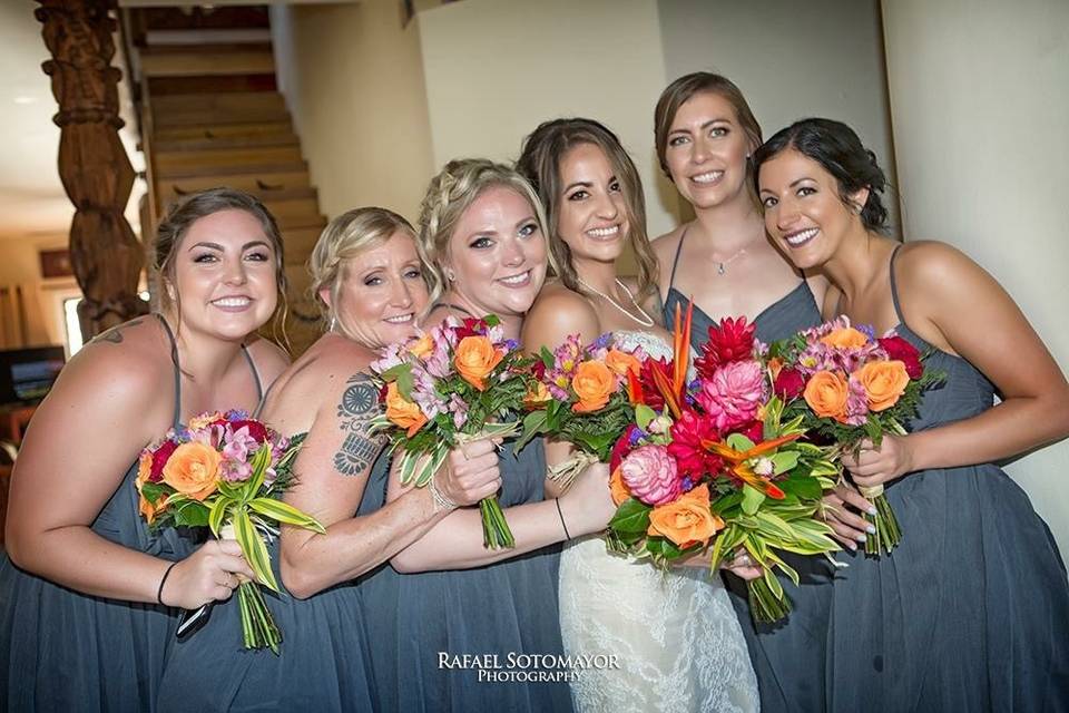 Bride with bridesmaids