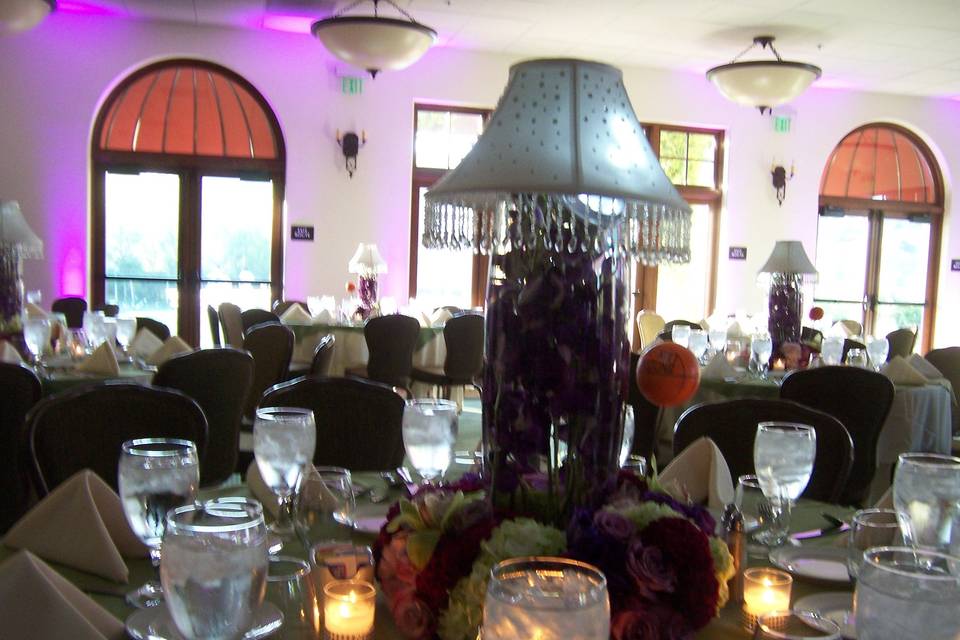 Table setup with centerpiece