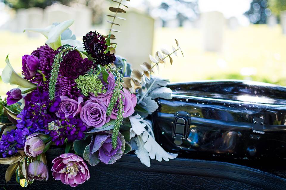 Featured in Borrowed & Blue - Edgy Elegance Styled Photoshoot by Ashley Vause Events (http://www.ashleyvauseevents.com/) in the Historic Oakwood Cemetery. Photos provided by Rose Trail Images (http://rosetrailimages.pictures/). Flowers by Fallon's Flowers.