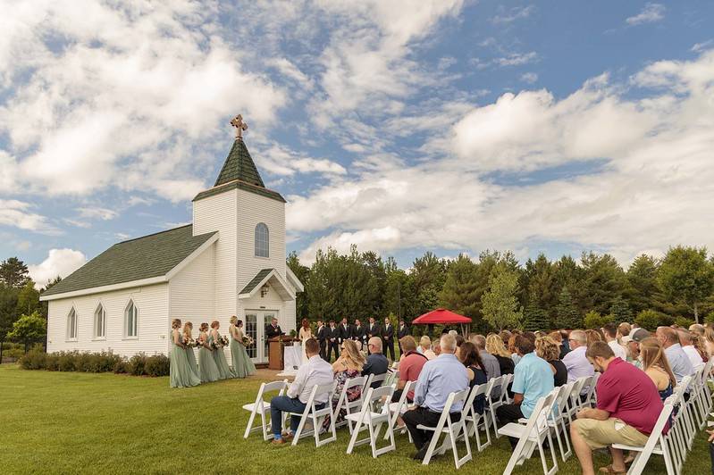 Ceremony on chapel lawn