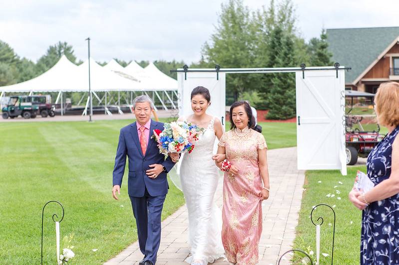 Bride's entry with parents