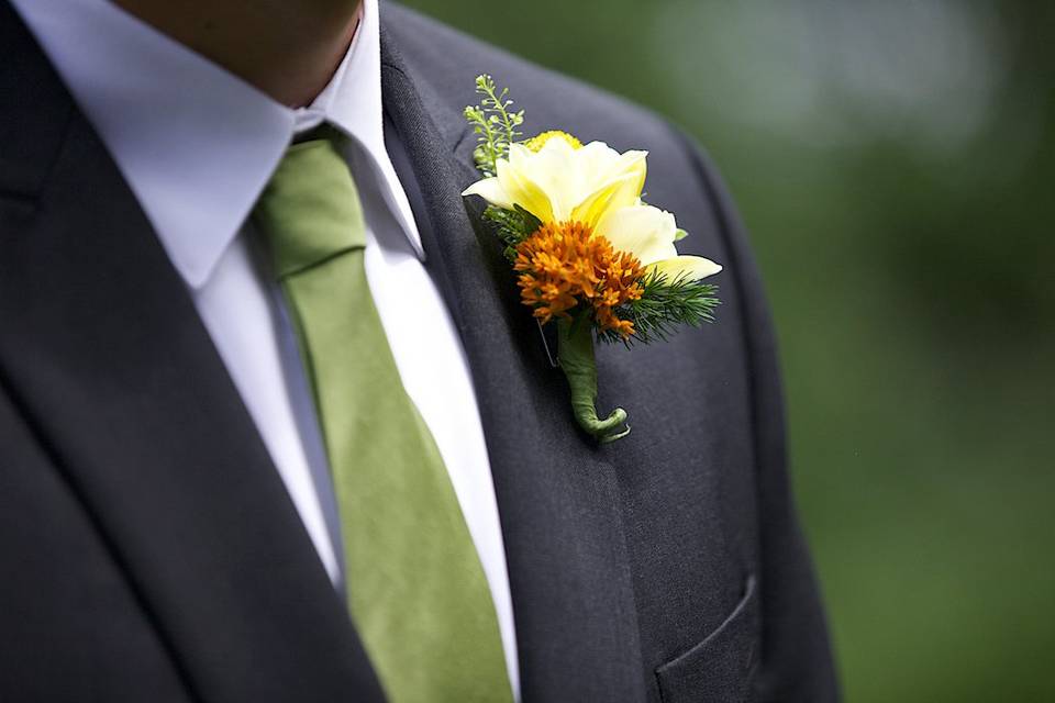 Yellow boutonniere