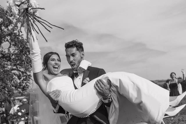 Exiting the ceremony