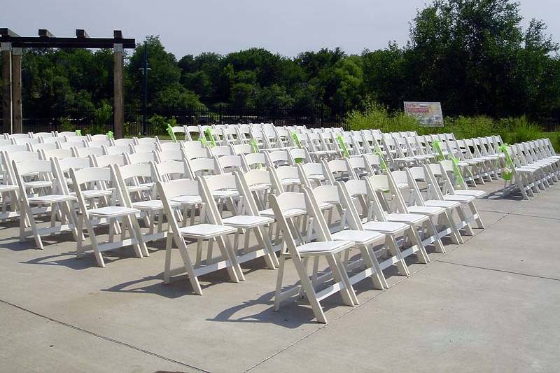 White resin chairs