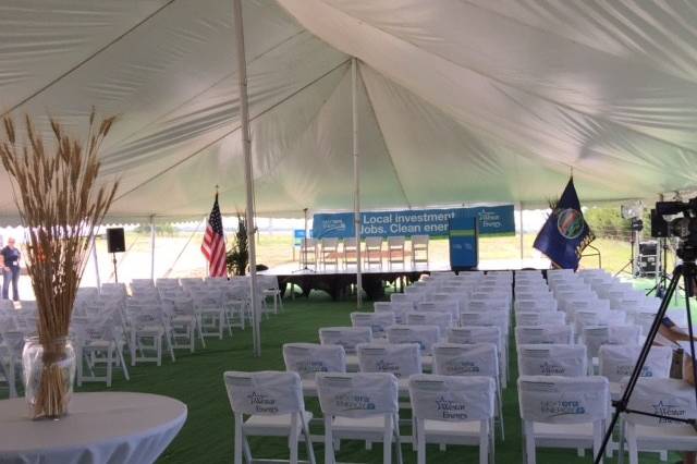 Corporate event tent + chairs