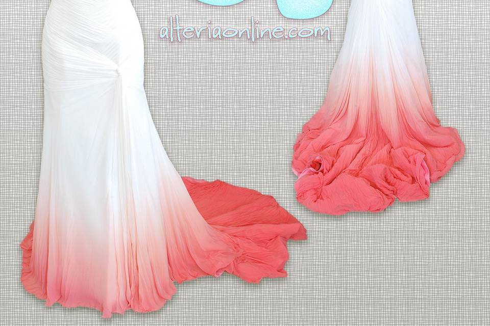 Coral ombre wedding dress