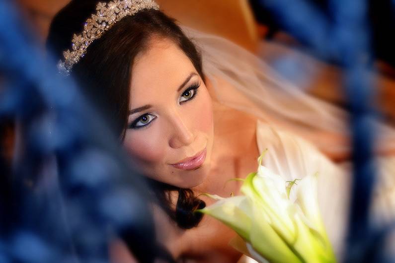 Bridal makeup and tiara