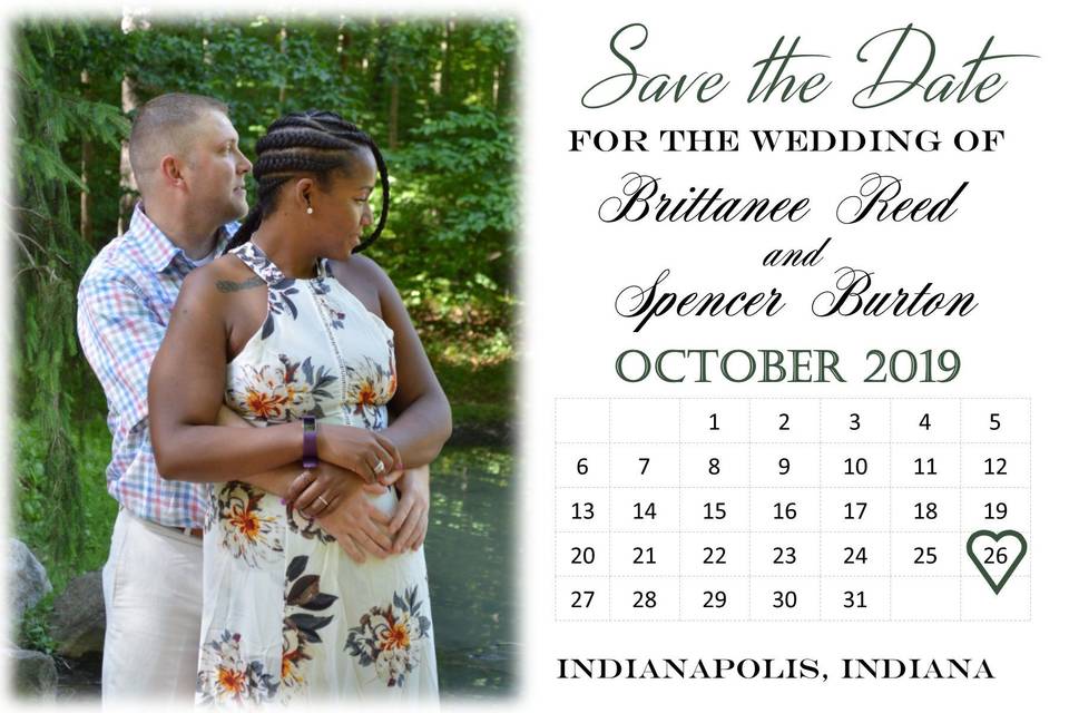 Save the date with couple's photo
