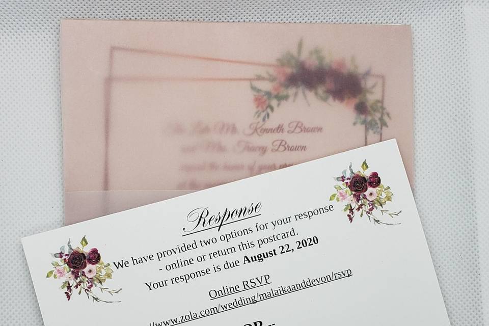 Blush wedding invitation suite
