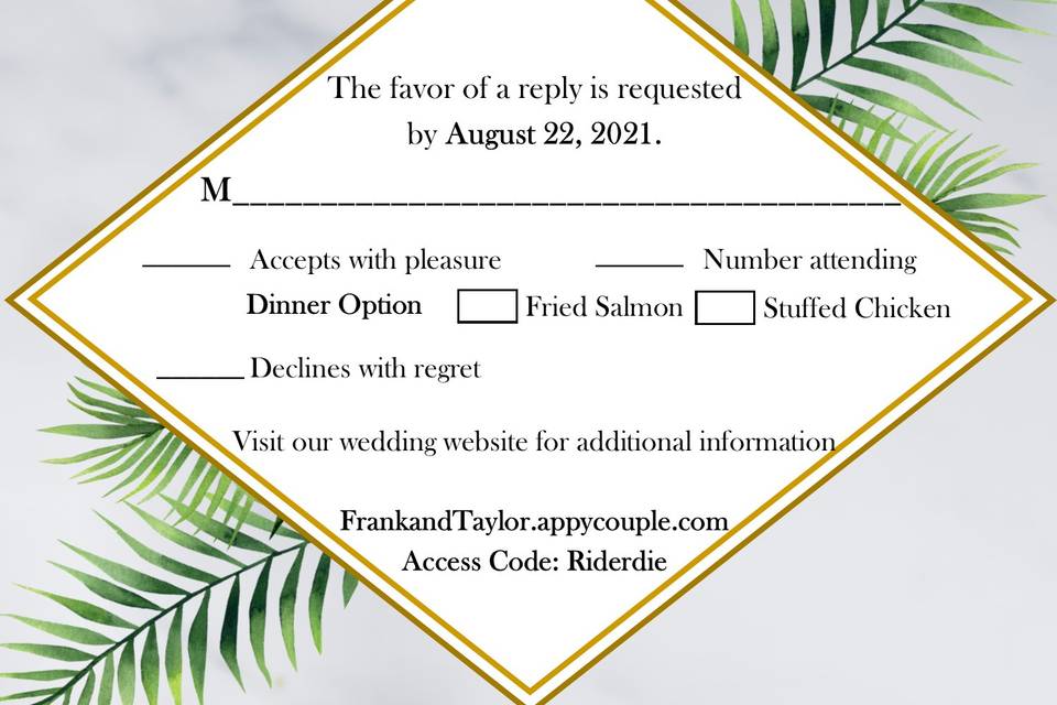 Gold fern RSVP