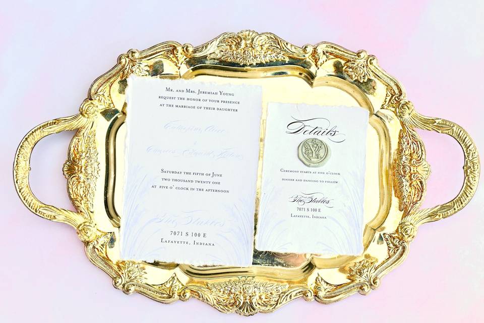 Deckled invitation suite