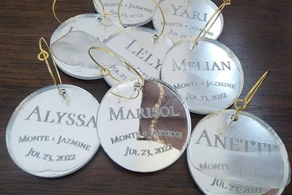 Mirrored Wine Glass Charms