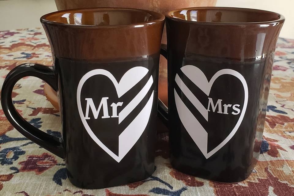 Mr and mrs heart mugs