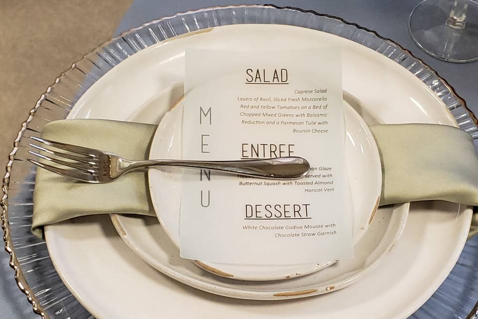 Vellum menu card