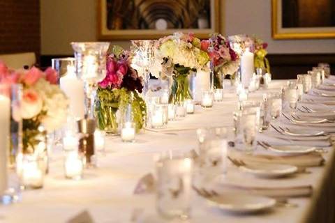 White wedding party table