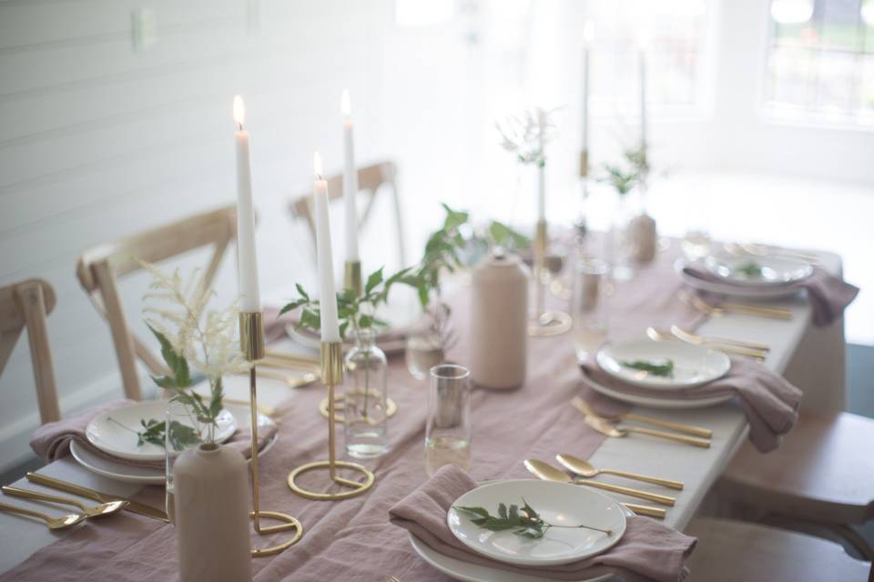 Serenity Rose Farmhouse & Event Space in Conroe, TXDesign: Melanie AbrantesPhoto: Eric Velado Linens & Chairs: EB Inc