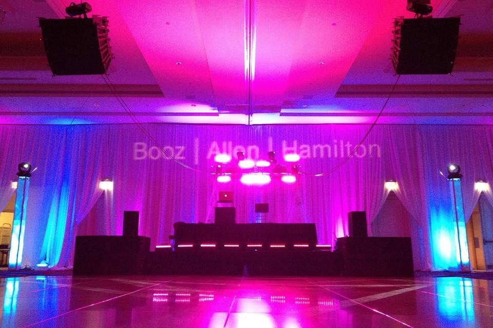 Booz allen hamilton corporate party with 2, 000 guests and two ballrooms.