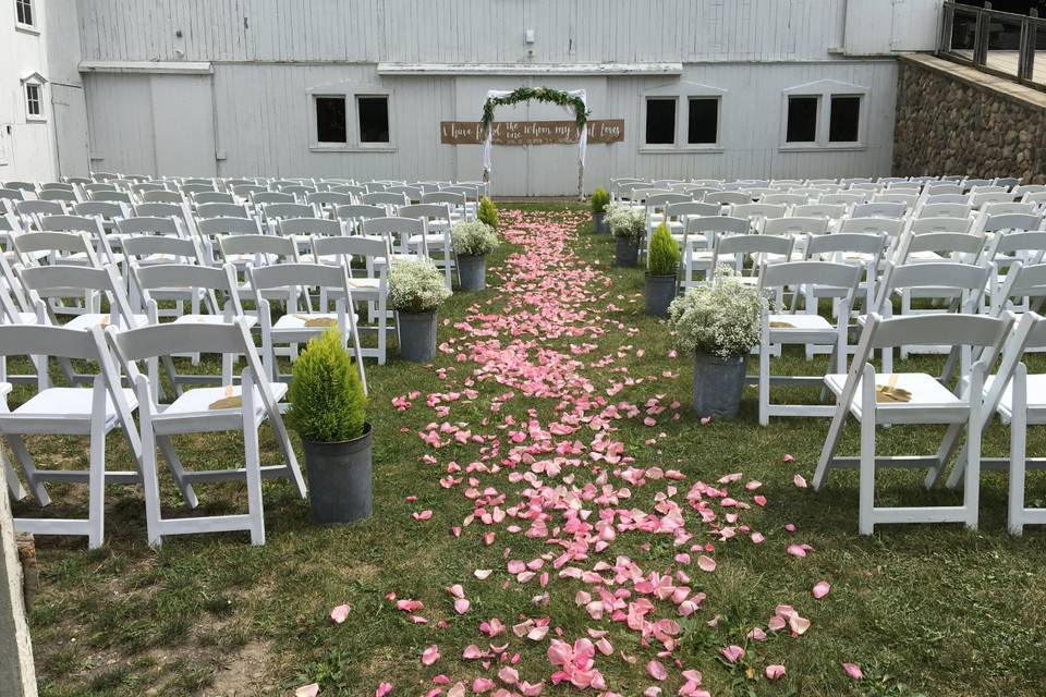 Outdoor ceremony-rented chairs