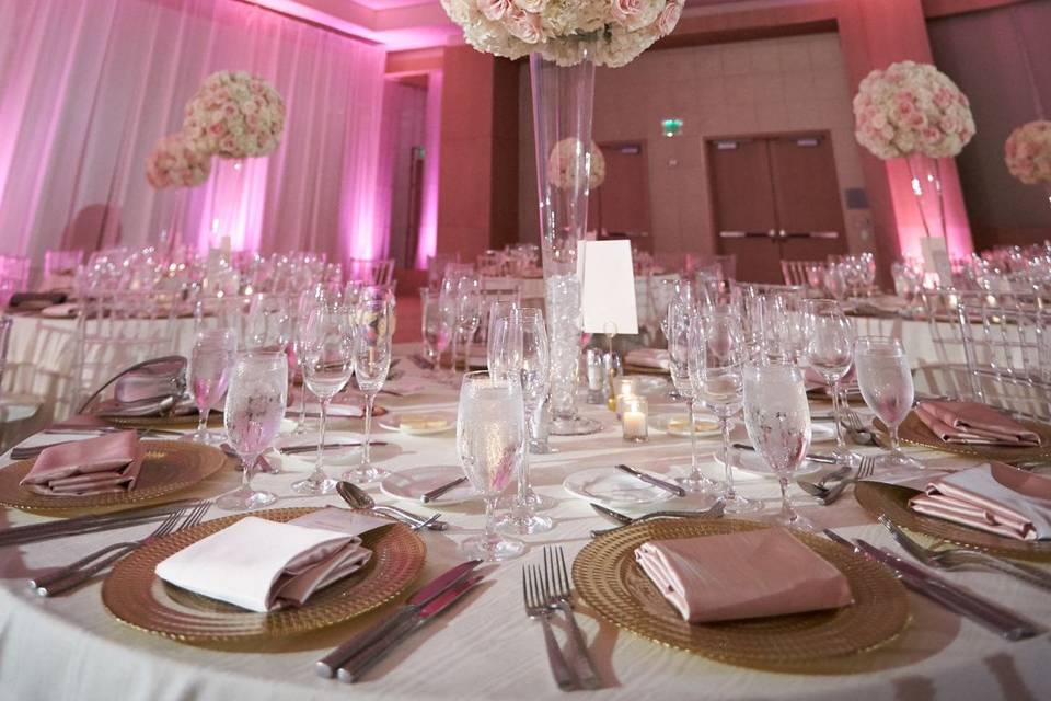 Table setup with centerpiece