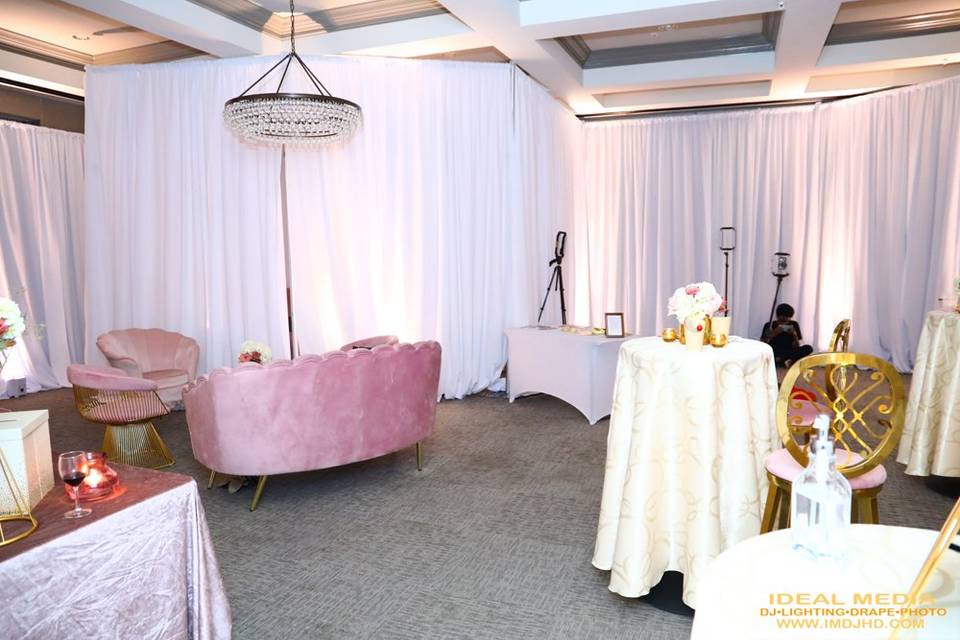 White Drape with Blush Lights