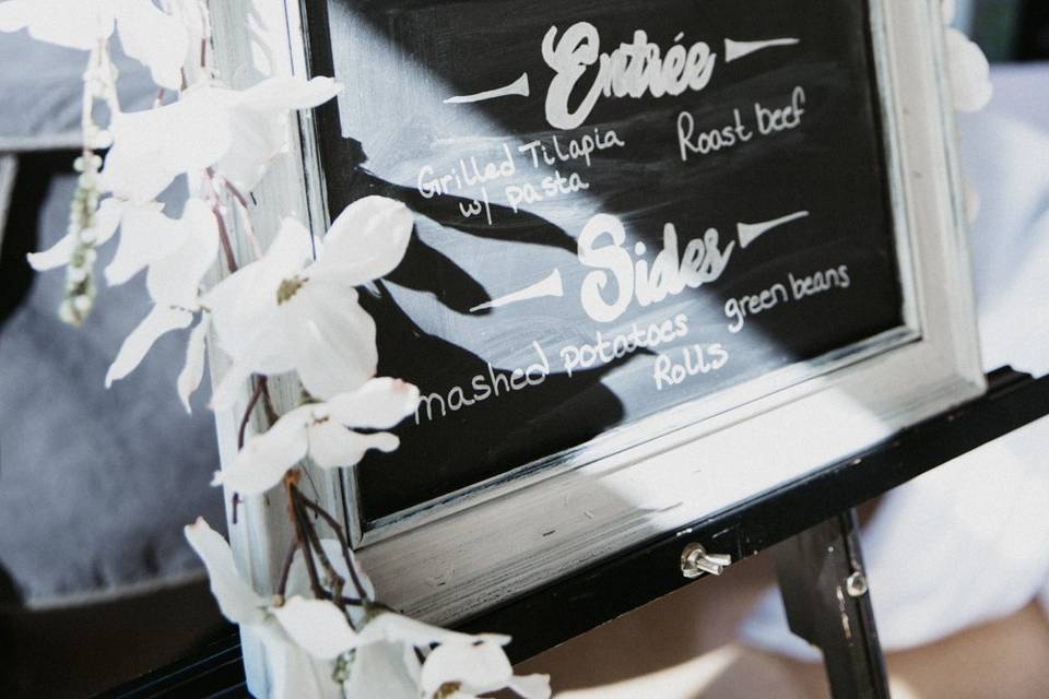 Reception menu | Copperhead Photography