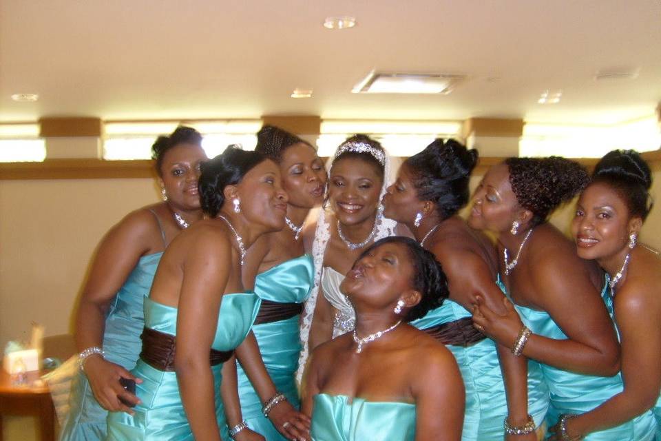 Bride with bridesmaids