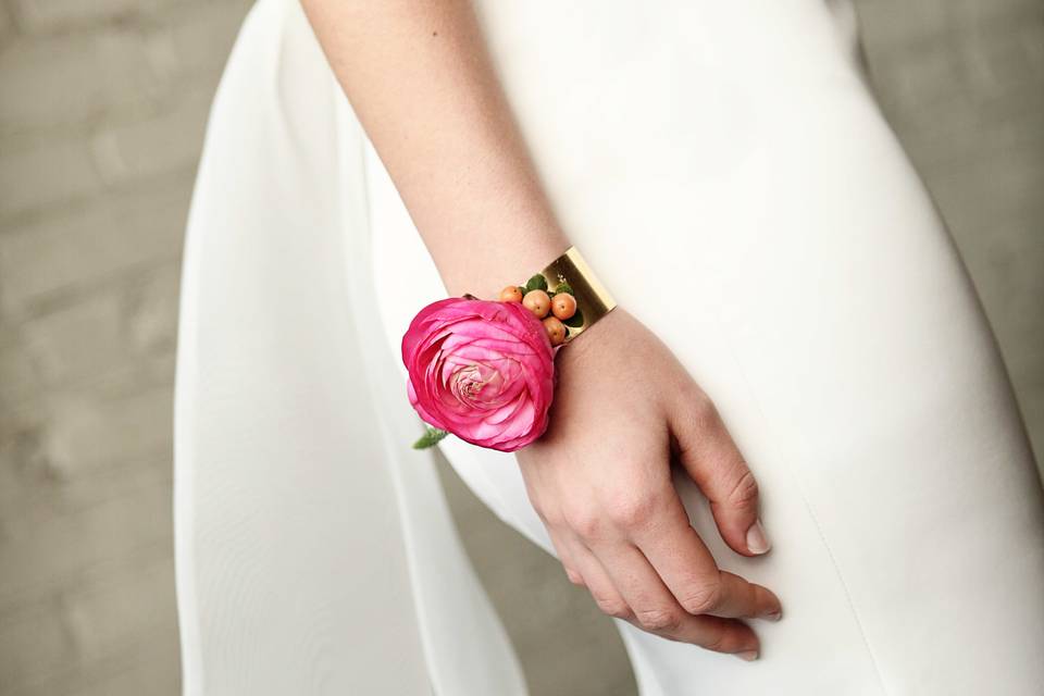 Pink flower on the wrist