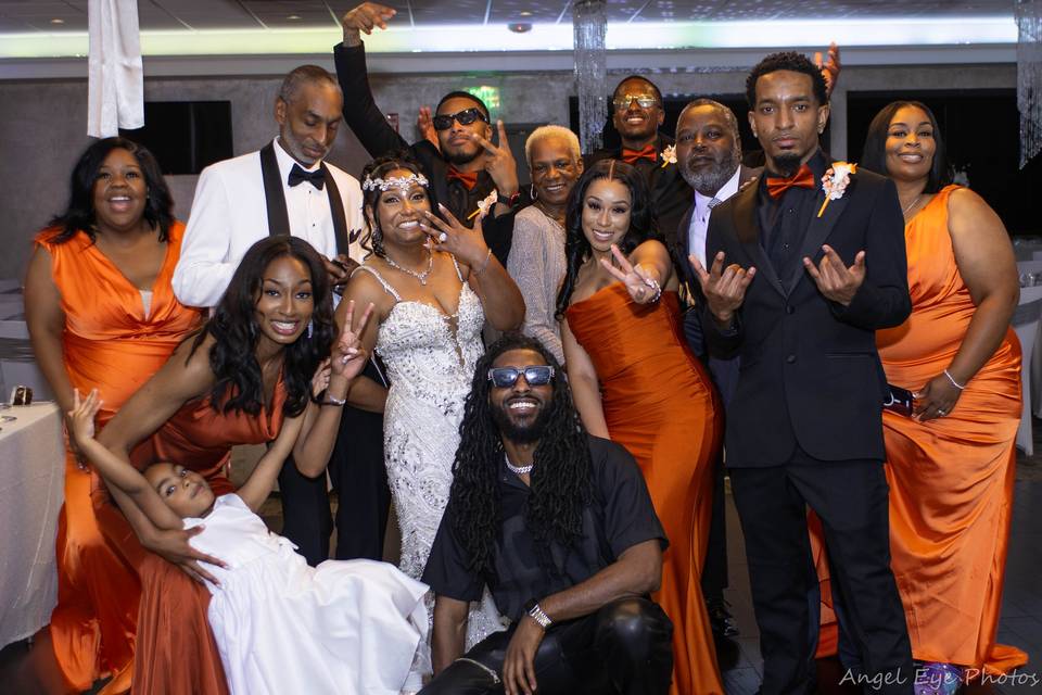 Wedding party end of reception