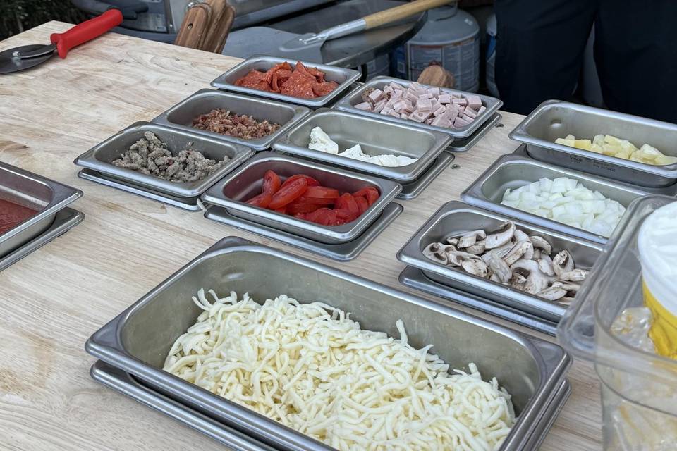 Pizza cart toppings bar