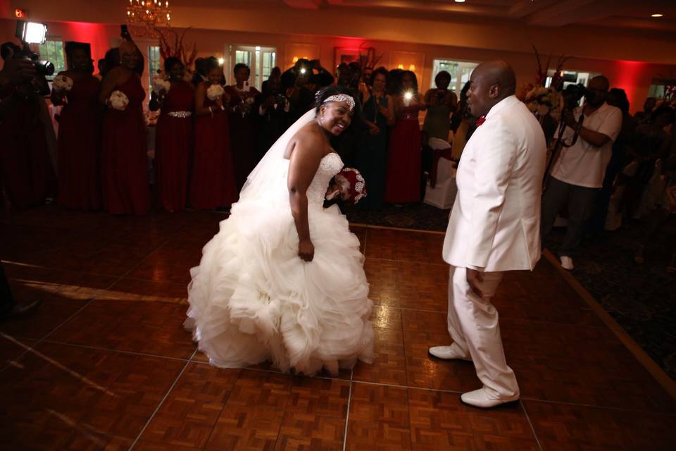 Dancing bride  and groom