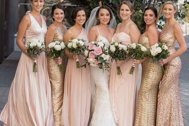 Bride and bridesmaids