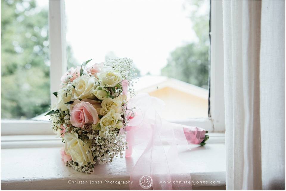 Wedding bouquet by the window