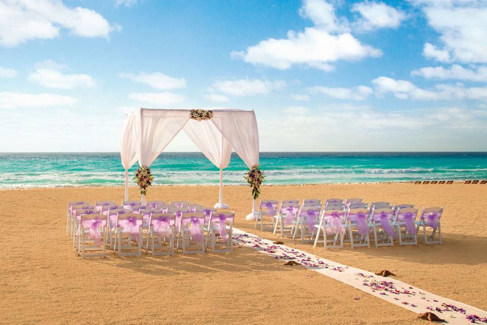 Beach wedding setup