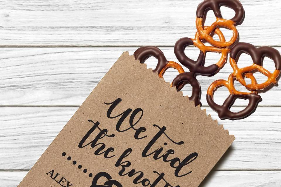 We tied the knot treat bag