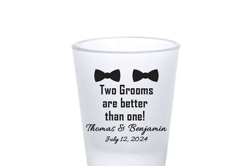 Two Grooms Frosted Shot Glass