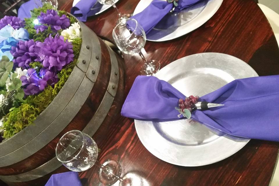 Purple flower centerpiece